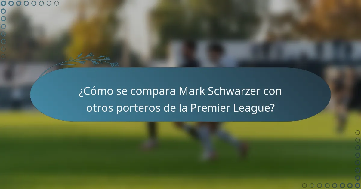¿Cómo se compara Mark Schwarzer con otros porteros de la Premier League?