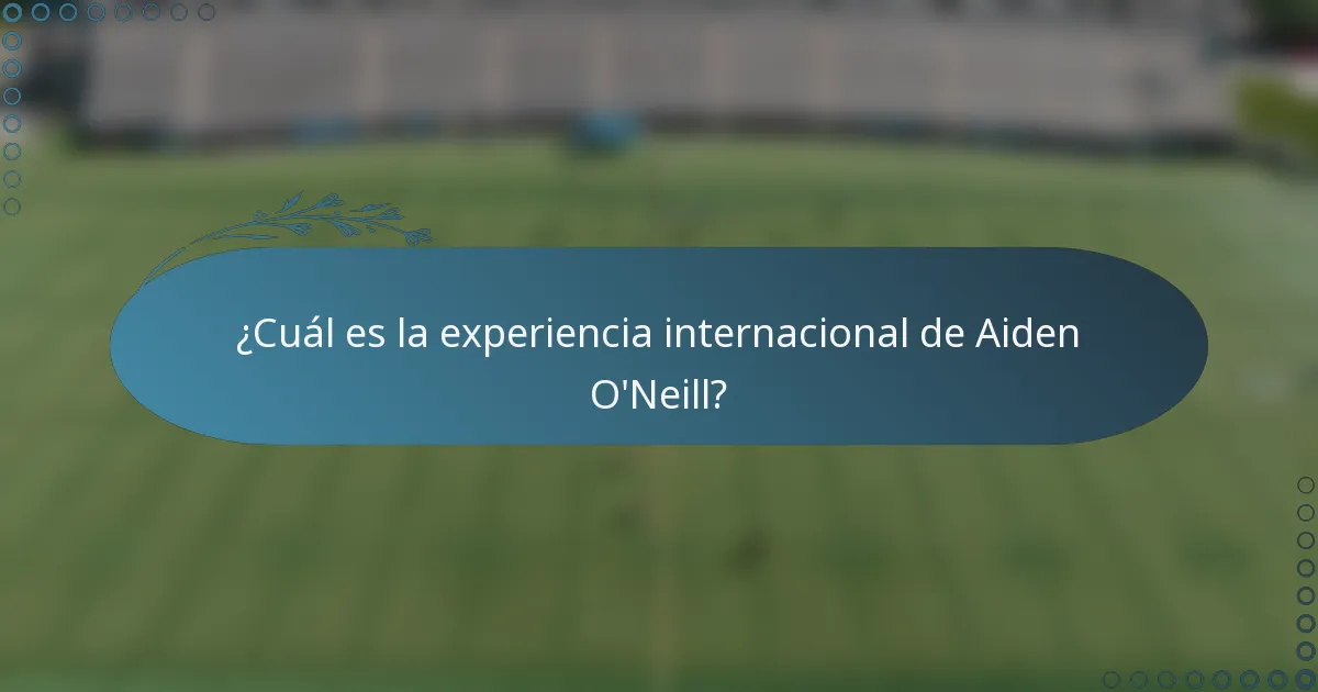 ¿Cuál es la experiencia internacional de Aiden O'Neill?