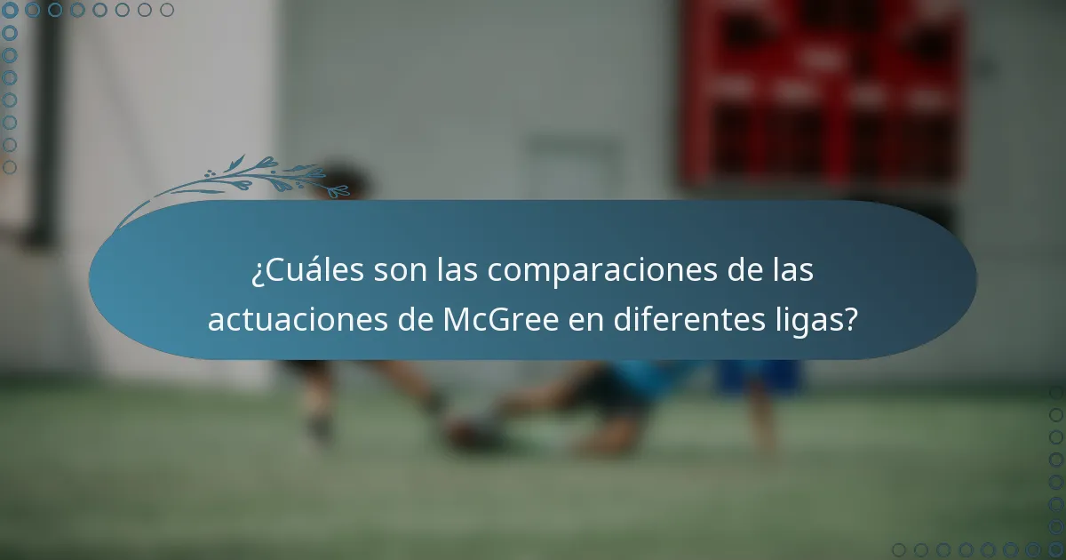 ¿Cuáles son las comparaciones de las actuaciones de McGree en diferentes ligas?