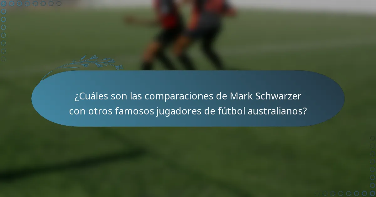 ¿Cuáles son las comparaciones de Mark Schwarzer con otros famosos jugadores de fútbol australianos?