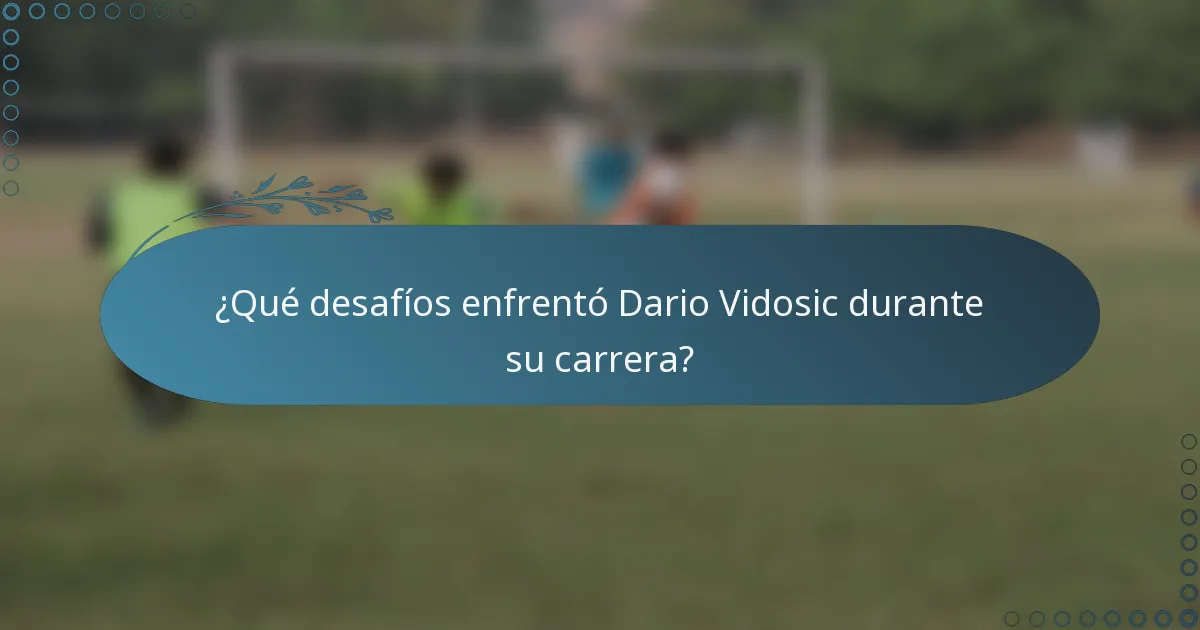 ¿Qué desafíos enfrentó Dario Vidosic durante su carrera?