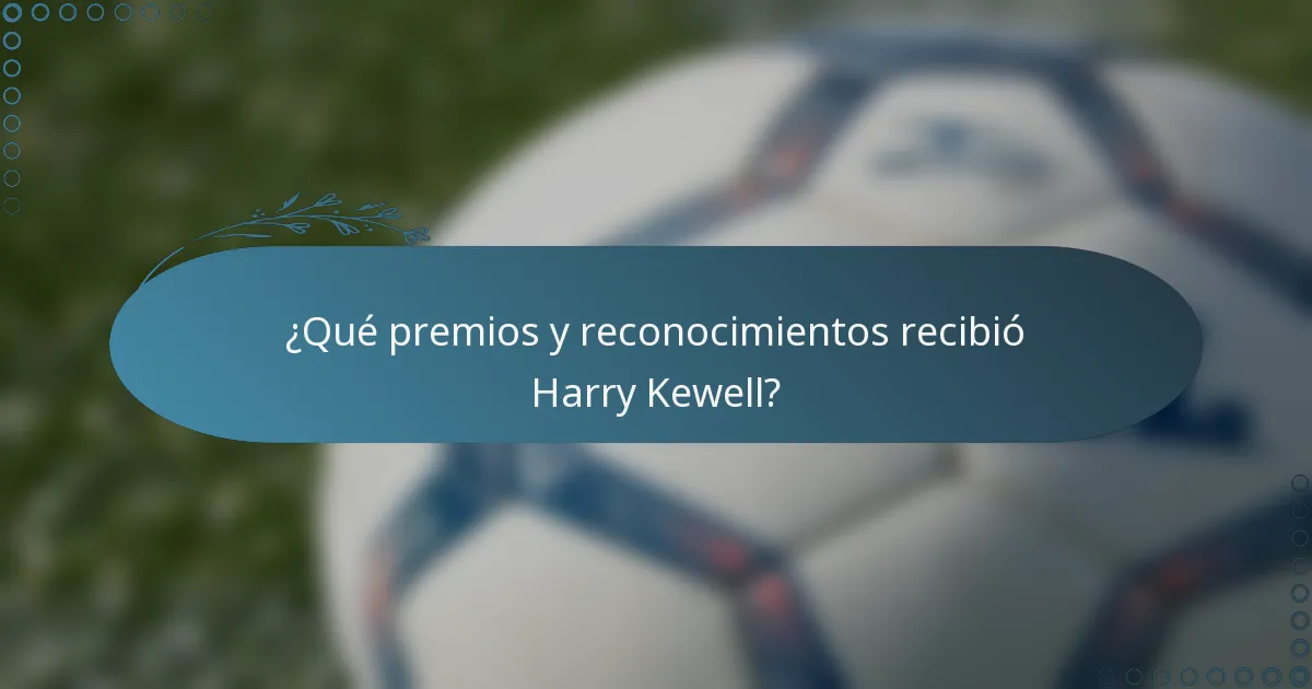 ¿Qué premios y reconocimientos recibió Harry Kewell?